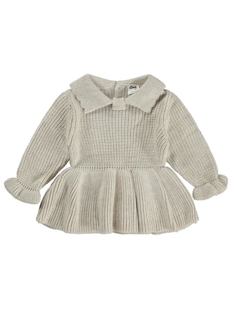 Civil Baby Kolu Büzgülü 6-18 Ay Elbise - Bej