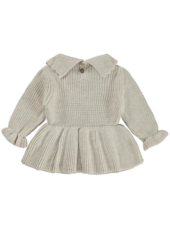 Civil Baby Kolu Büzgülü 6-18 Ay Elbise - Bej