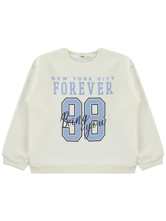 Civil Girls 98 Baskılı 10-13 Yaş Sweatshirt - Ekru