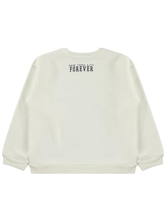 Civil Girls 98 Baskılı 10-13 Yaş Sweatshirt - Ekru