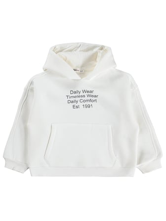Civil Girls Daily Wear Baskılı 6-9 Yaş Sweatshirt - Ekru