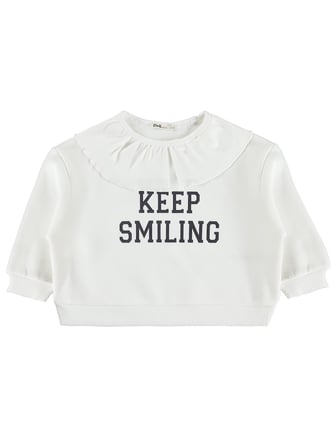 Civil Girls Kaşkorse Yakalı 2-5 Yaş Sweatshirt - Ekru