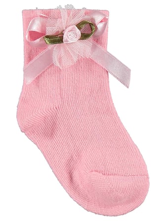 Civil Baby Rose Aksesuarlı Kıvrık 2'li 6- Bebek Kız Çorap Set