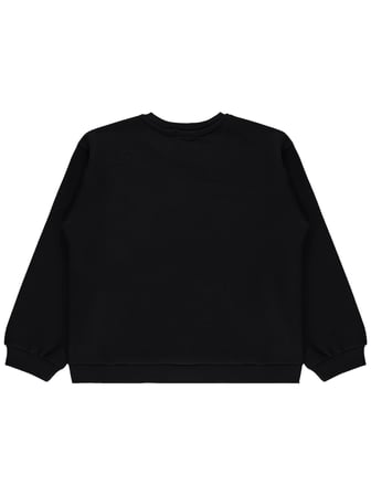 Civil Kız Çocuk Believe Nakışlı Sweatshirt | 3 İp Uzun Kol | Okul Kreş ve Günlük Kullanım - Siyah