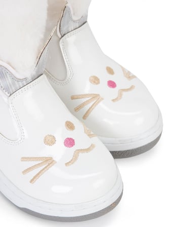 Civil Boots Kedi Nakışlı Rugan 26- Bot - Beyaz