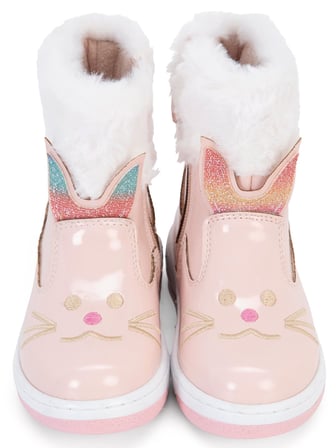 Civil Boots Kedi Nakışlı Rugan 26- Bot - Pembe