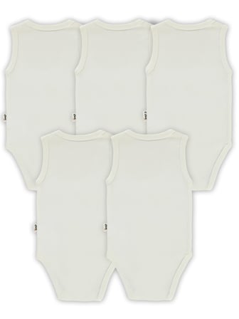 Civil Baby 5 li Düz Basic Sıfır Kol1-3 Yaş Çıtçıtlı Badi - Beyaz
