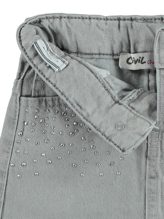 Civil Girls Taş Baskılı 10-13 Yaş Etek - Gri