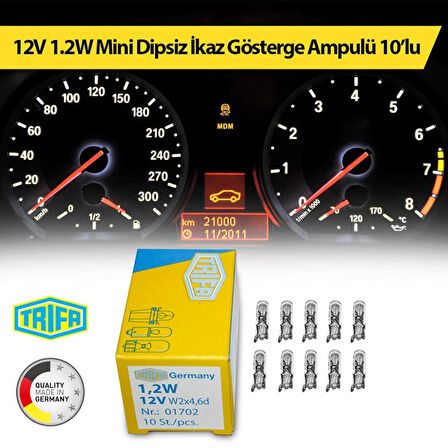 12V 1.2W Gösterge Ikaz Ampulü Mini Dipsiz Trifa 10'Lu Paket 01702 (457956287)