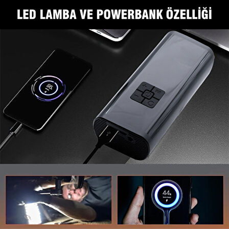 Dijital Ekranlı 5400 mAh Şarjlı Taşınabilir Oto Hava Kompresörü 4 Başlıklı Araç Lastik Top Şişirme Pompası