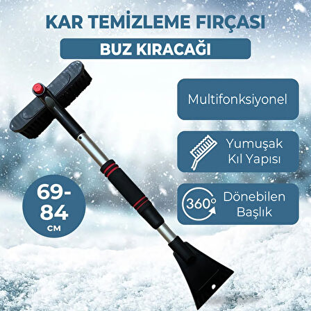 85 cm Buz Kırıcı Araç Kar Temizleme Fırçası Kırmızı