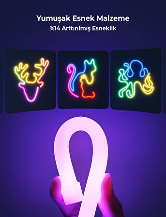 Sese Duyarlı Animasyonlu RGB Kumandalı 5 Metre Neon Şerit Hortum Led USB ve App Uyumlu