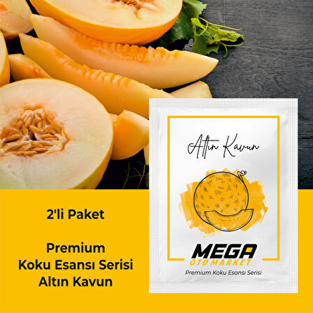 2'li Paket Araba Havalandırma Klima Koku Klipsi Yedek Kartuş Pedi 5 Ad. Premium Altın Kavun