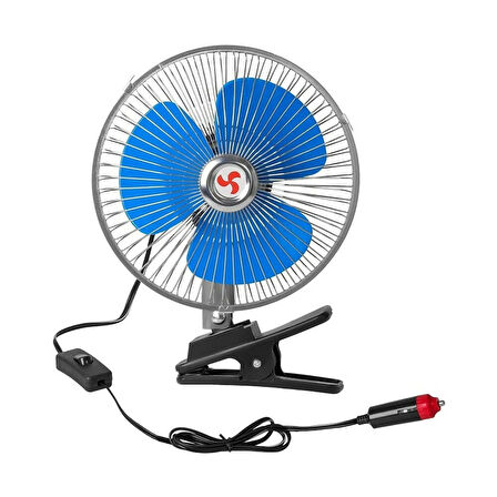 Araç Içi Vantilatör Oto Pervane 6" 12 Volt Uyumlu Mandallı Çakmaklık Girişli