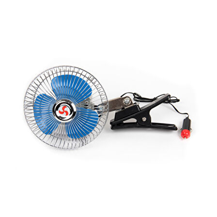 Araç Içi Vantilatör Oto Pervane 6" 12 Volt Uyumlu Mandallı Çakmaklık Girişli