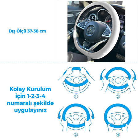 Silikon Renkli Direksiyon Kılıfı A Kalite Esnek Kaydırmaz Beyaz Renk PF-SWC01BK-WH