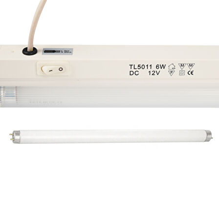 Mega Oto Market 6W 12V Karavan 27 cm Elektronik Floresan Kabin Tavan Lambası - Mavi Işık