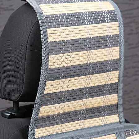 Oto Hasır Bambu Minder Ön Gri İkili Takım Bel Destekli Terletmez WF-1021-1-GR