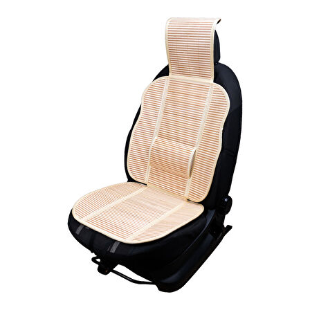 Oto Hasır Bambu Minder Ön Bej İkili Takım Bel Destekli Terletmez WF-1053-BEJ