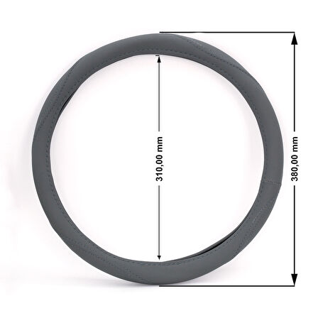 Mega Oto Market Geçmeli Direksiyon Kılıfı Seti Suni Deri Normal Damarlı Gri Renk 40 cm 15" Çap Direksiyon Kaplaması