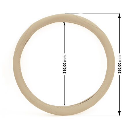 Mega Oto Market Geçmeli Direksiyon Kılıfı Seti Suni Deri Normal Damarlı Bej Renk 40 cm 15" Çap Direksiyon Kaplaması