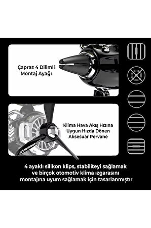 Pervaneli Klima Süsü Oto Koku Klipsi Siyah Uçaklı Kahverengi Pilot Kedi Hava Ferahlatıcı Maskot