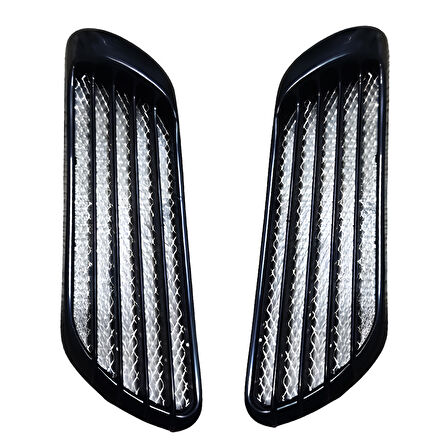 Mega Oto Market Universal Vent Kaput & Çamurluk Süsü - Siyah Kasa Krom Izgaralı Model