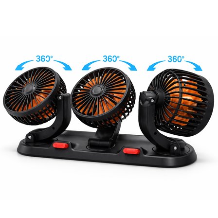 Mega Oto Market Araç İçi Torpido Üstü 360° Döner Başlıklı Üç Fanlı Oto Pervane - USB Girişli Koku Hazneli