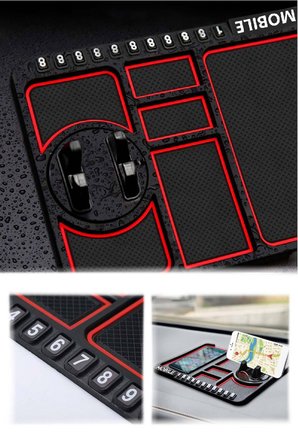 Araç İçi Kaydırmaz Ped 3D Numaratör Telefon Tutuculu Torpido Kaydırmaz XL Kare