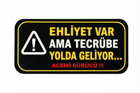 Mega Oto Market Acemi Şoför - Acemi Sürücü Magneti Tak Çıkar Manyetik Araba Bagaj Uyarı Levhası - Ehliyet Var Ama Tecrübe Yolda Geliyor 