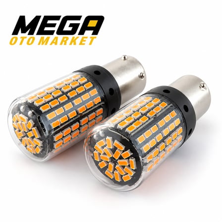 Mega Oto Market 12V 93 Tip 144 LED Turuncu Oto Ampul 2 ADET – Stop, Fren ve Sinyal LED Lambası