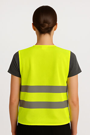 Reflektörlü Fosforlu Sarı İş Güvenliği İşçi Yeleği 