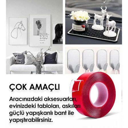 Çift Taraflı 15 mm Kırmızı Nano Silikon Bant Su Geçirmez Güçlü Tablo Montaj Bandı 5 Metre