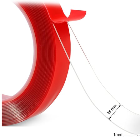 Çift Taraflı 25 mm Kırmızı Nano Silikon Bant Su Geçirmez Güçlü Tablo Montaj Bandı 5 Metre