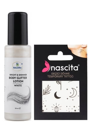 Vücut Losyonu Beyaz Simli 125 ml & Geçici Dövme Hediyeli