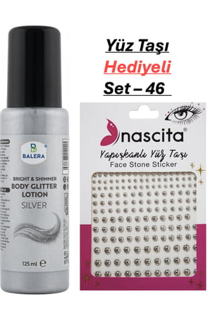 Vücut Losyonu Gümüş Simli 125 ml & Yüz Taşı Hediyeli-46