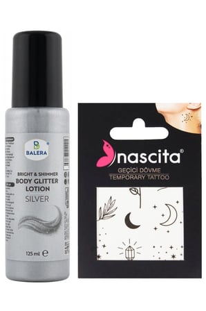 Vücut Losyonu Gümüş Simli 125 ml & Geçici Dövme Hediyeli