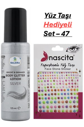 Vücut Losyonu Gümüş Simli 125 ml & Yüz Taşı Hediyeli-47