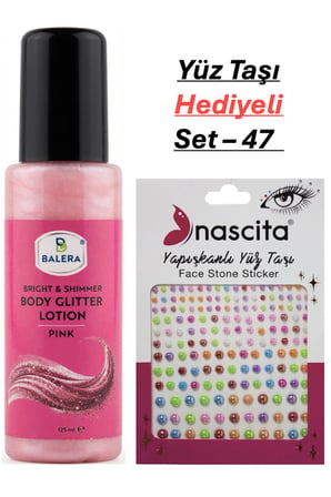 Vücut Losyonu Pembe Simli 125 ml & Yüz Taşı Hediyeli-47