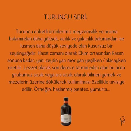 Milas Memecik Erken Hasat Soğuk Sıkım Zeytinyağı Turuncu Seri Yoğun Meyvemsi %0.2 Asit 500 ml