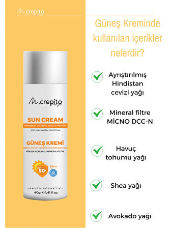 Yeni Nesil Mineral Filtre Bitkisel Güneş Kremi 40 gr (Bebek & Çocuk & Yetişkin & Hamile)