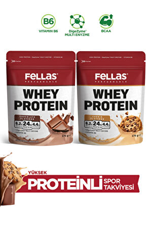 Fellas Protein Tozu 2'li - Çikolata Aromalı (175g) + Kurabiye Aromalı (175g)