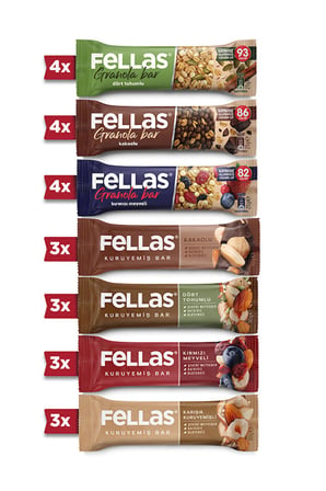 Kuruyemiş Bar Karışık Paket 30 g x 12 Adet + Granola Bar Karışık Paket Protein Kaynağı 23g x 12 adet