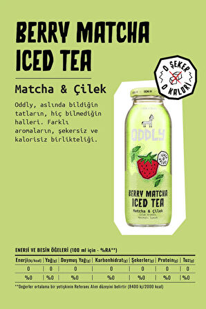 BERRY MATCHA SOĞUK ÇAY CAM MATCHA ÇİLEK - 0 ŞEKER & 0 KALORİ 250 ML X 6 ADET