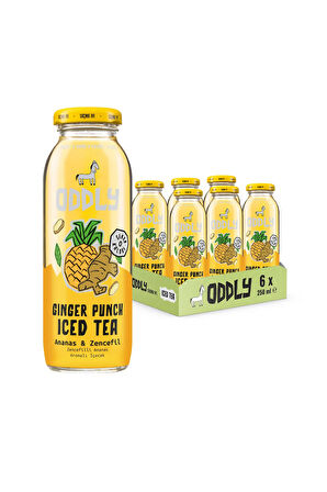 GINGER PUNCH SOĞUK ÇAY CAM YEŞİLÇAY ANANAS ZENCEFİL - 0 ŞEKER & 0 KALORİ 250 ML X 6 ADET