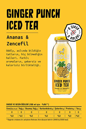 GINGER PUNCH SOĞUK ÇAY CAM YEŞİLÇAY ANANAS ZENCEFİL - 0 ŞEKER & 0 KALORİ 250 ML X 6 ADET