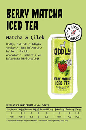 BERRY MATCHA SOĞUK ÇAY KUTU ÇİLEK MATCHA - 0 ŞEKER & 0 KALORİ 250 ML X 8 ADET