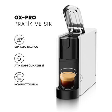 Omnex Beyaz Ox-pro Espresso Kapsül Kahve Makinesi
