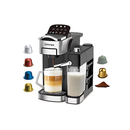 Omnex Ox-Pro II Kapsül Kahve ve Espresso Makinesi 20 Bar Basınç, Süt Köpürtücü, Latte & Cappuccino