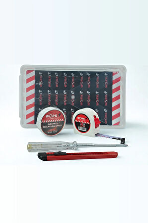 4 Parça Alet Seti - Kontrol Kalemi + İzole Elektrik Bandı + Metre(3m) + Maket Bıçağı(9mm)
